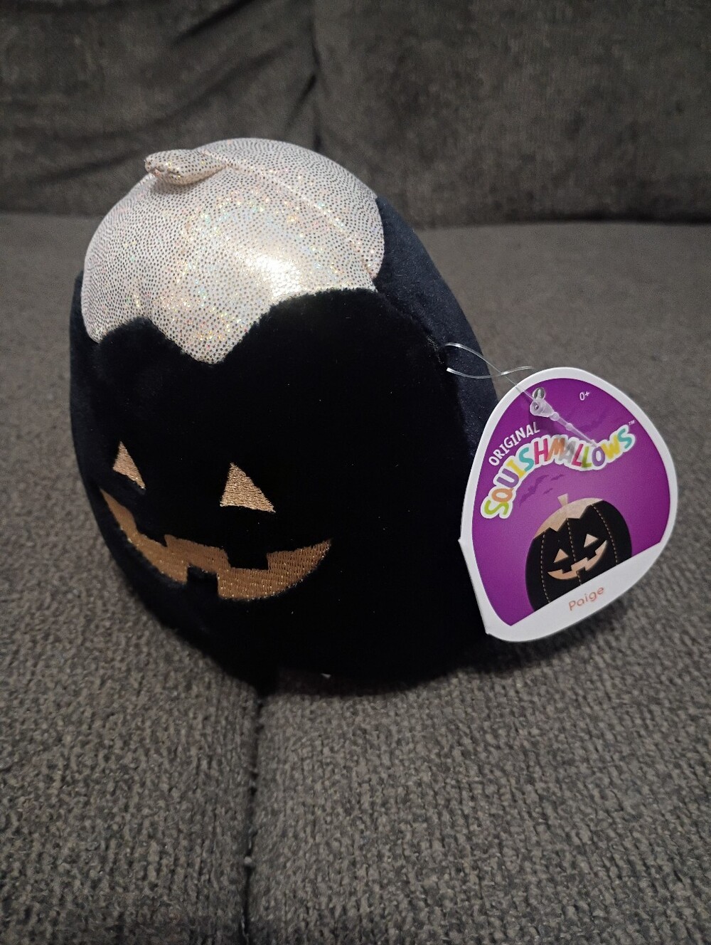Original 5" Squishmallows Black & Silver Jack-O'-Lantern Plush Costume (Paige)